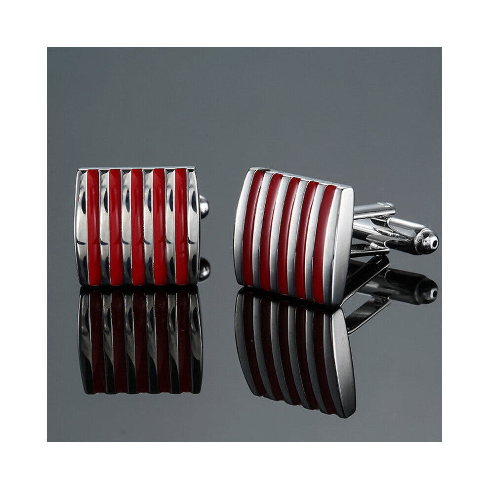 DY brass material with square red stripes Cufflinks Men's French shirt Cufflink