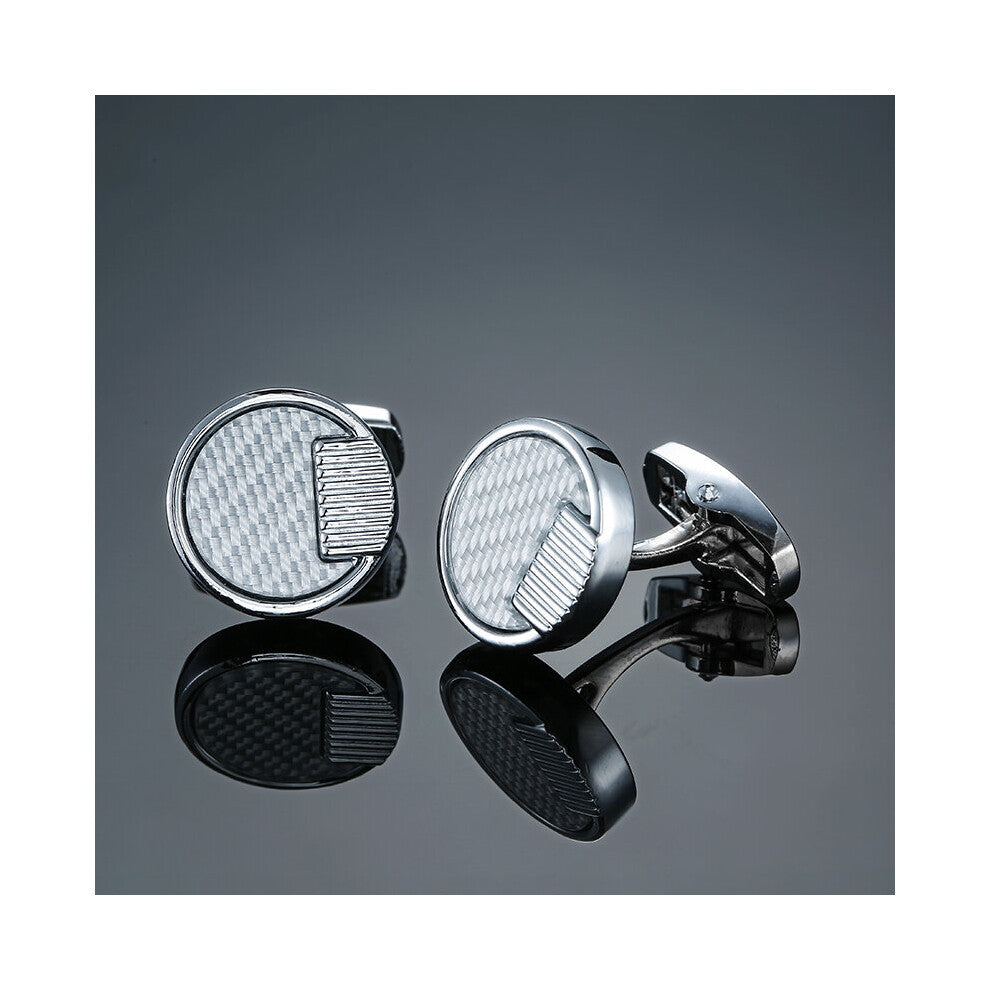 DY The high-grade circular pattern Silvery Cufflinks Men's French shirt Cufflinks