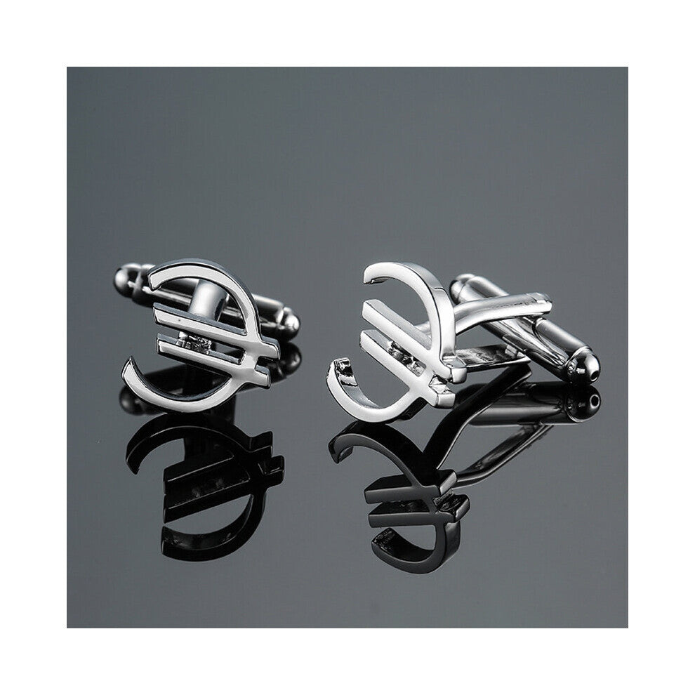 DY brass material silvery euro symbol Cufflinks Men's French shirt Cufflink
