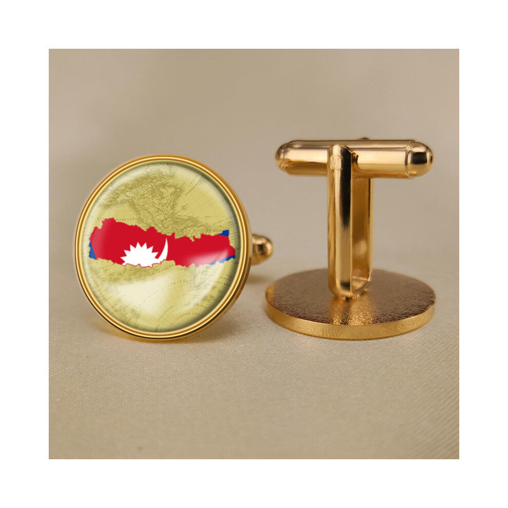 Coat of Arms of Nepal Nepalese Map Flag National Emblem Cufflinks