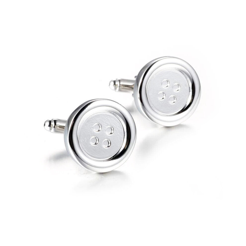 The high-quality copper Silvery Cufflinks men round French Cufflinks