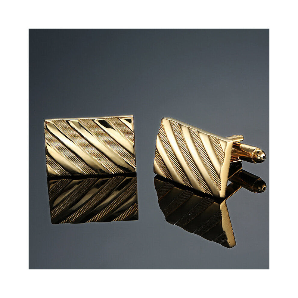 DY The square golden striped Cufflinks Men's French shirt Cufflink