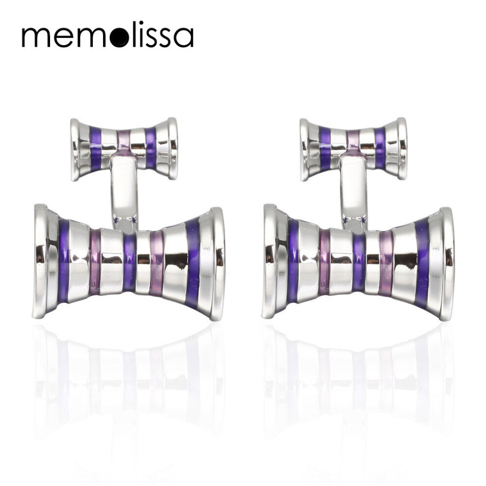 MeMolissa Drop Cufflinks Double Sided Striped Purple Copper Material Personality Men's Cufflinks Men Jewelry