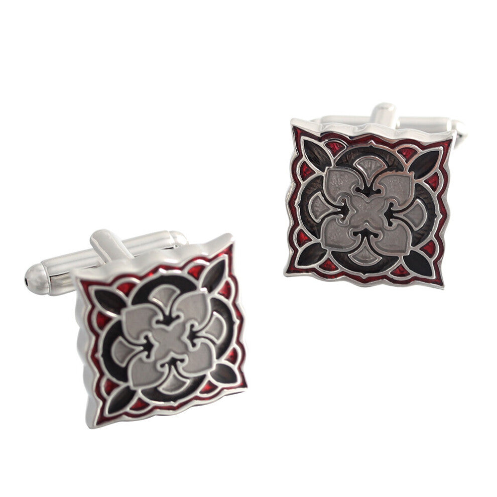 vintage pattern enamel Silver Plated Shirts Cufflinks