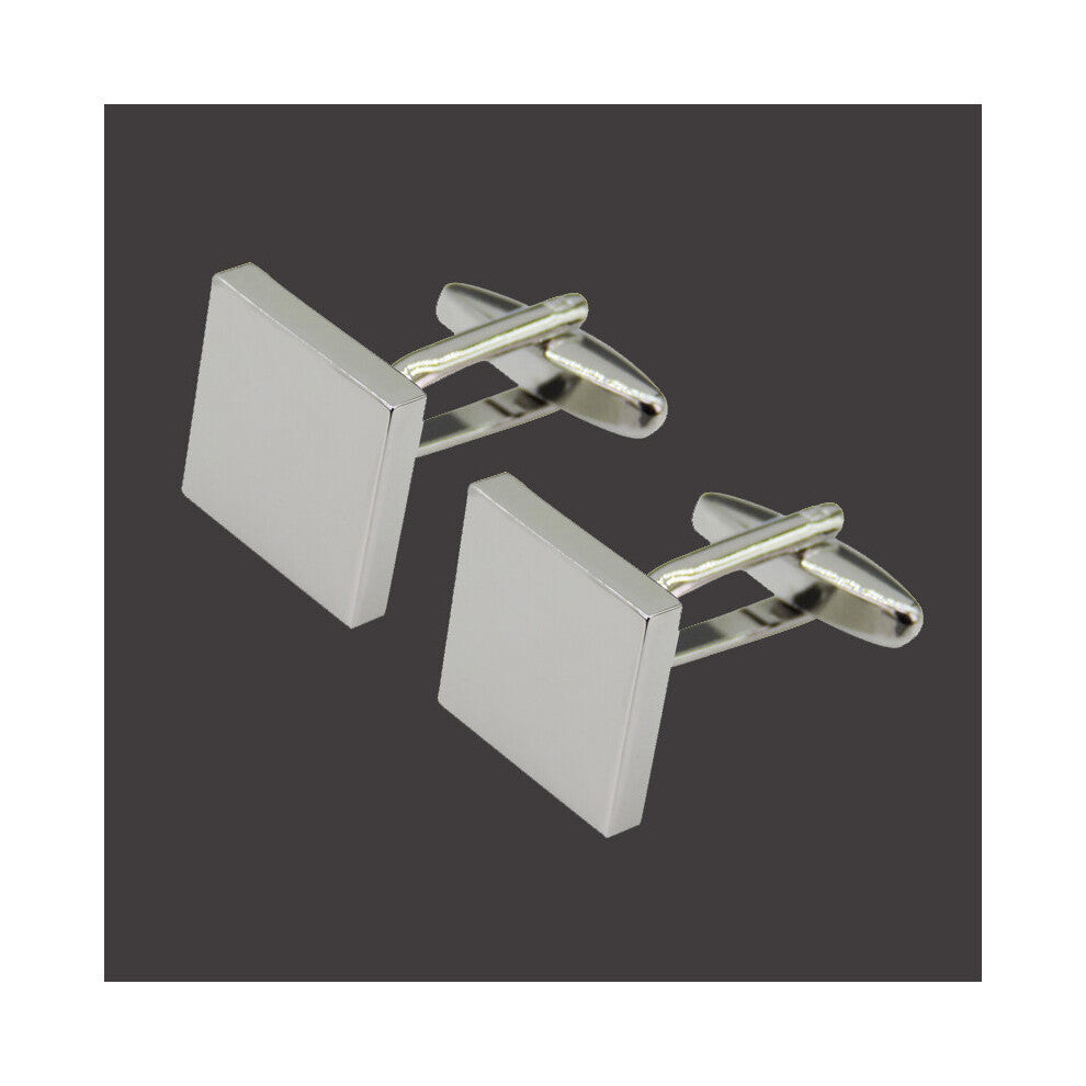 High copper silver smooth square Cufflinks men's French shirt Cufflinks jewelry