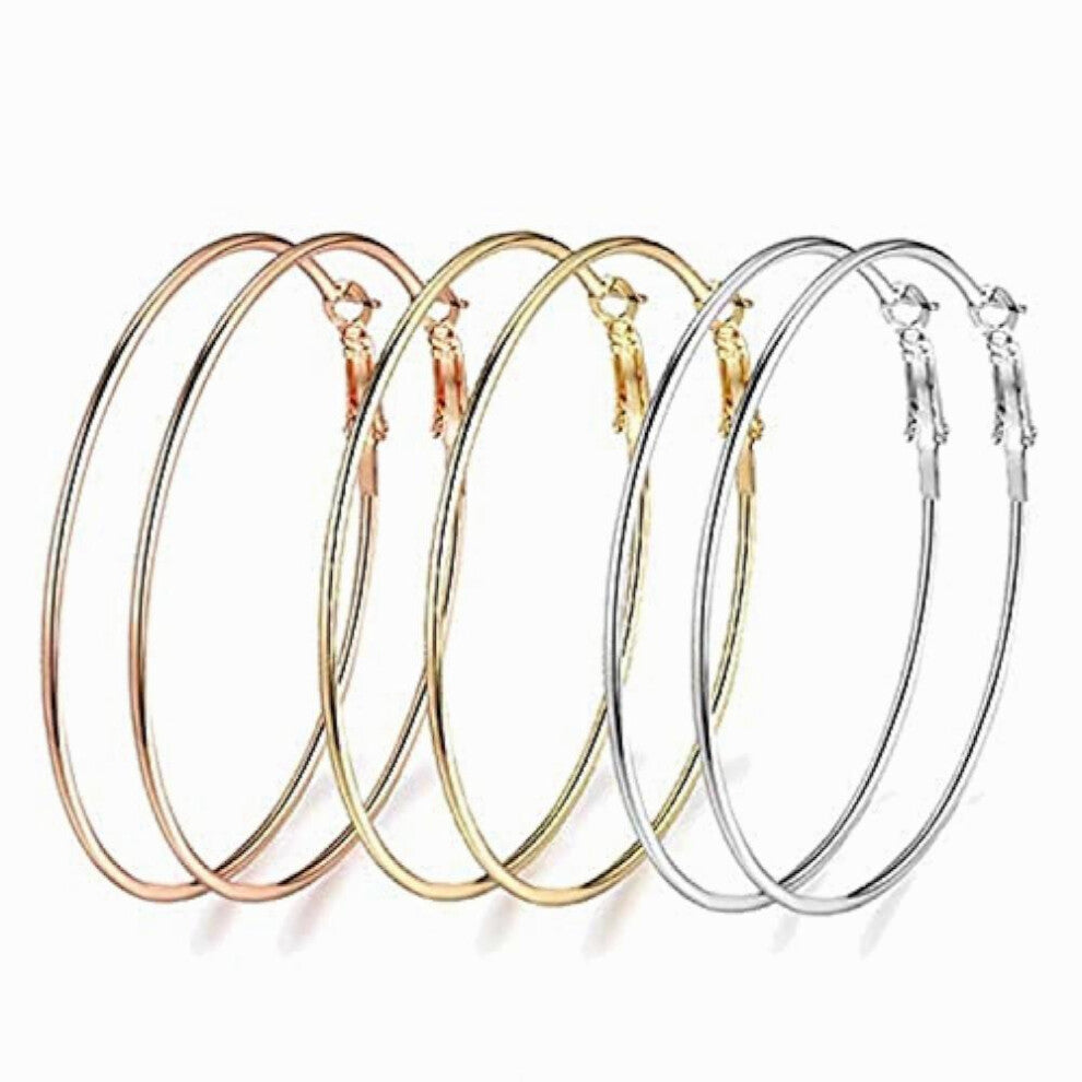 Hoop Earrings for Circle Shaped Hoops Set Big Bali Combo of 3 Pairs Birthday Anniversary Wife