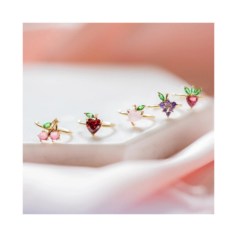 Earrings Jewelry Ladies Girls Women's Crystal Peach Fruits Charm Ear Cuffs
