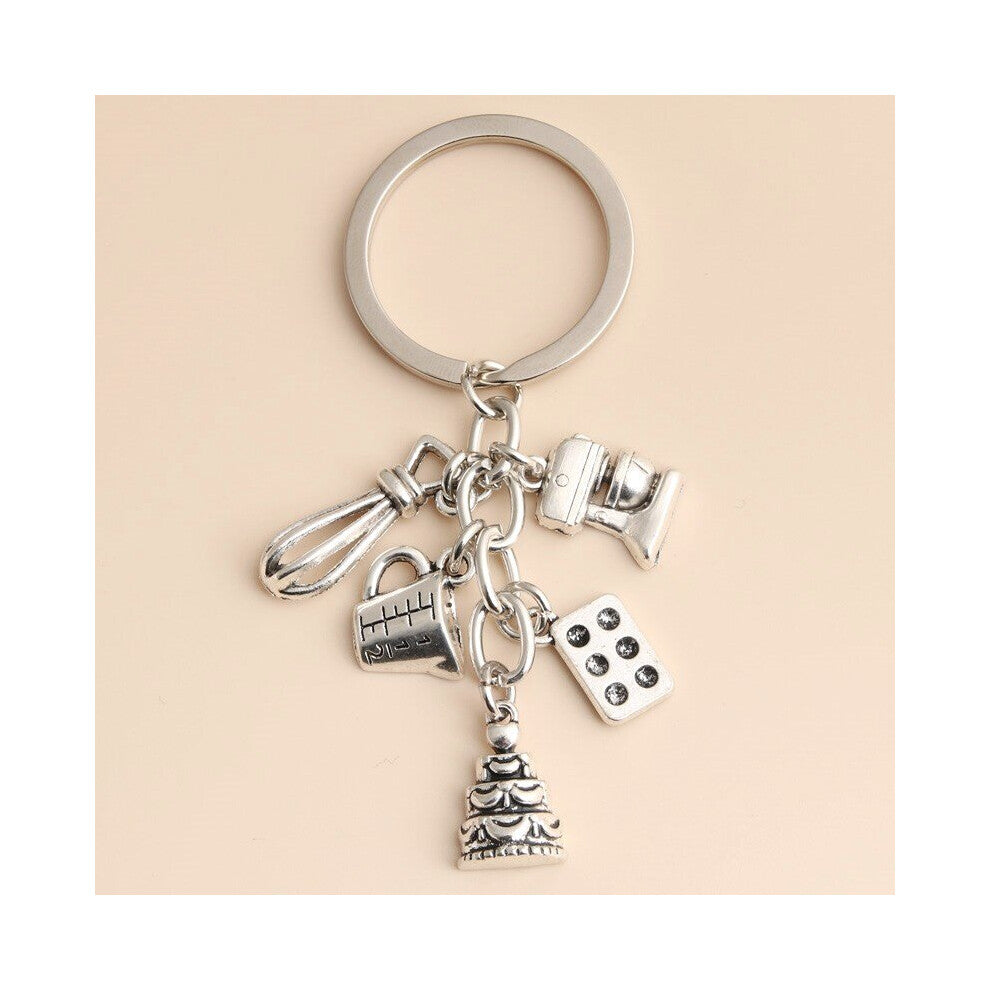 Dessert Keychain Baking Key Ring Cake Egg Beater Blender Measuring Cup Moulds Key Chain For Dessert Chef Jewelry