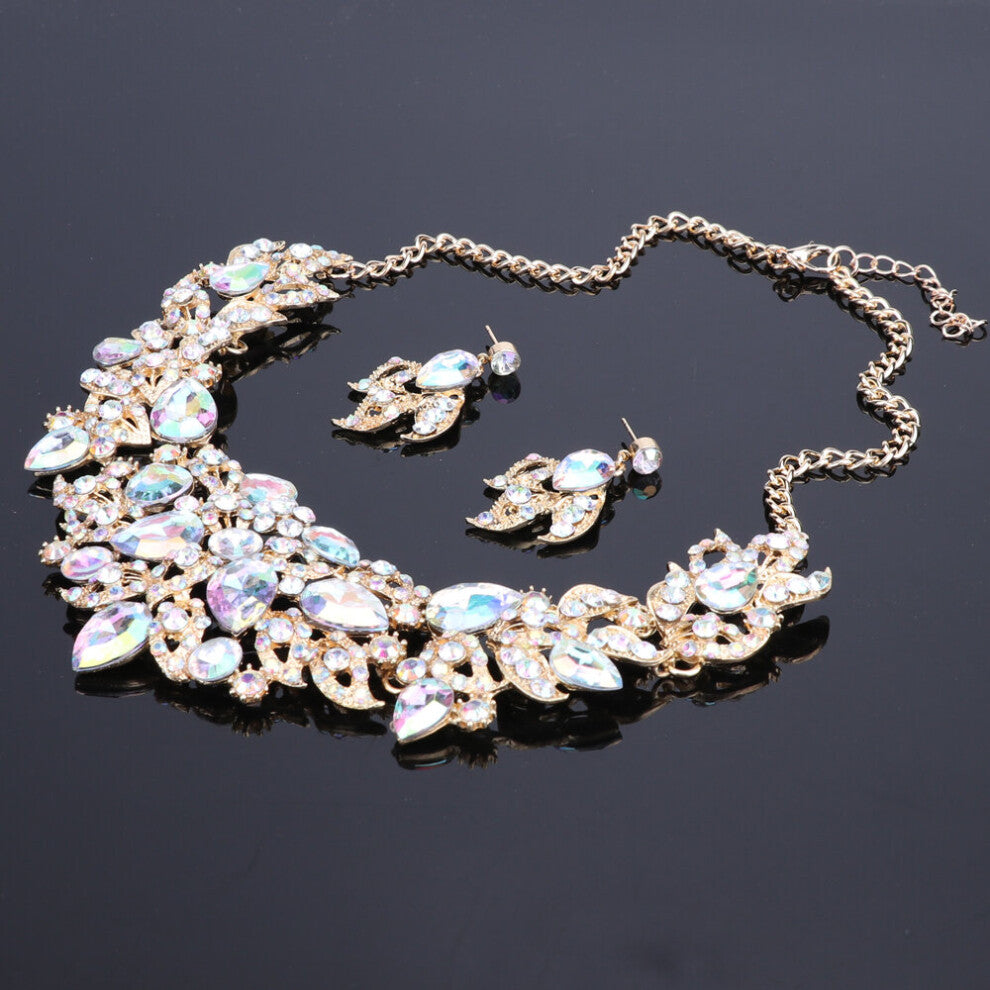 Bridal Jewelry Sets Wedding Costume Silver Plated Necklace Earrings Sets Crystal Set of jewellery for Brides Women