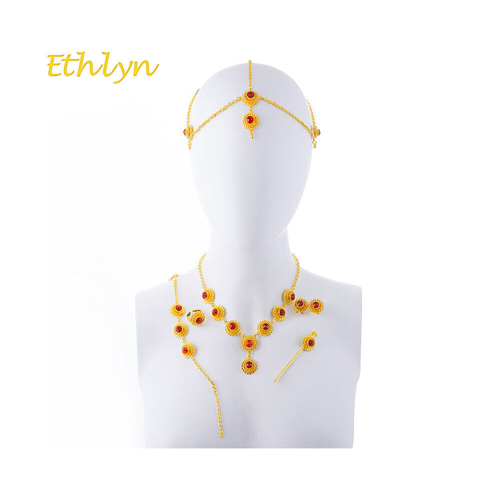 Ethiopian Jewelry Set Necklace-Earring-Ring-Hair Piece-Hair Chain Bracelet African Bridal Eritrea Gift S184