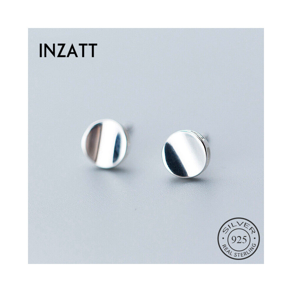 INZATT Geometric Round Glossy Minimalist Stud Earrings 925 Sterling Silver Fine Jewelry For Women Party Gift