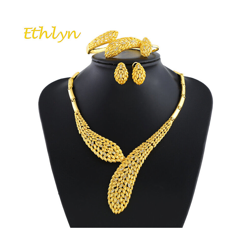 Ethiopian-Eritrea-Habesha Chokers Yellow Sets Jewelry For Earring-Necklace-Bracelet Women Gift S167