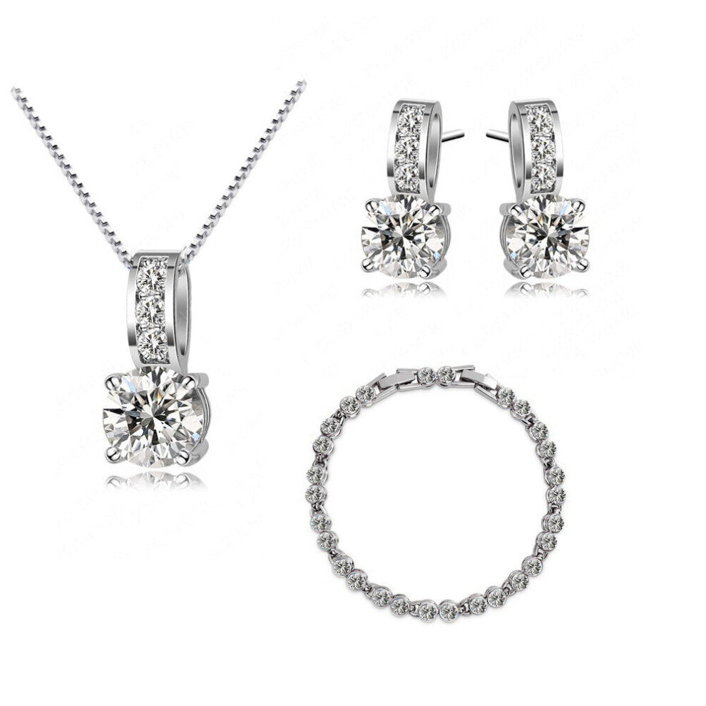 Promotion Austrian Crystal Necklace-Stud Earrings Bracelets Wedding Jewelry Sets