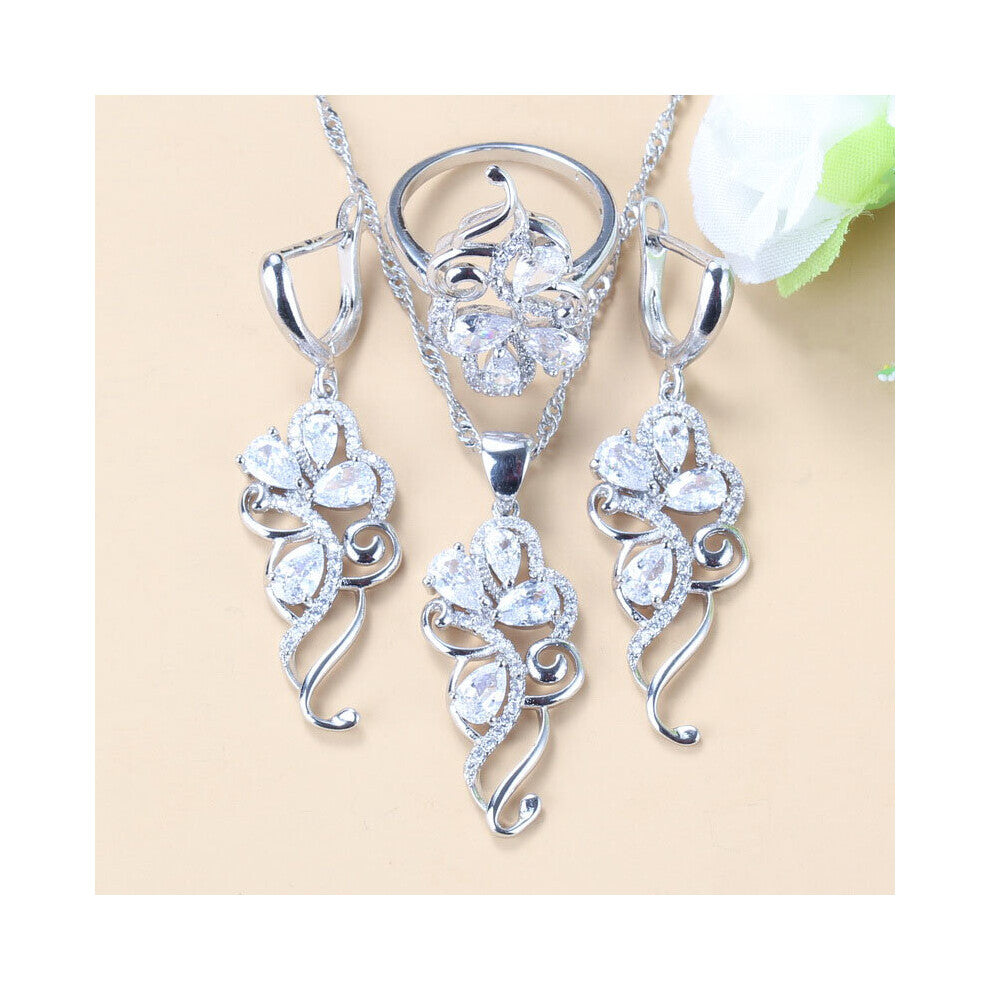 (Pure Gold Color, 9) Bridal Wedding jewelry Cubic Zirconia Earrings-Pendant-Necklace-Bracelet-Ring Jewelry Sets For Women