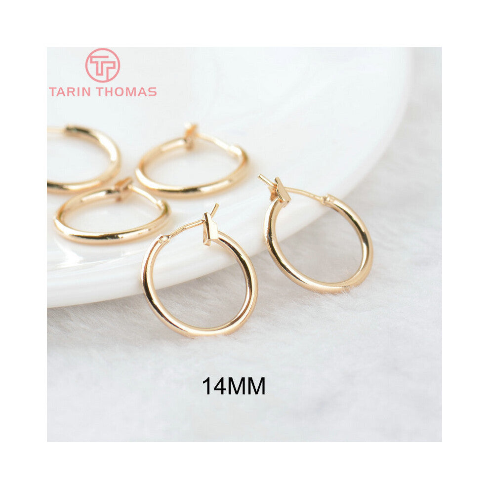 (2418)10PCS 18MM 20MM 24K Plated Brass Round Earrings Hoops High Diy Jewelry Earrings Accessories