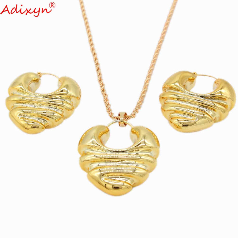 Dubai Rose Jewelry Sets Round Necklace&Earring&Pendant For Women-Girls Birthday Party Gift N03235