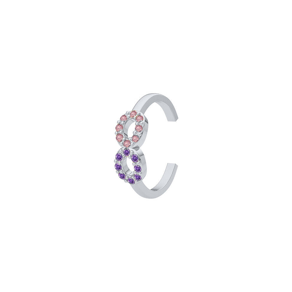 925 Sterling Silver Purple Zircon Twisted Ear Cuffs For Women Geometric Shape Double Layer Beads Clip Earrings Jewel