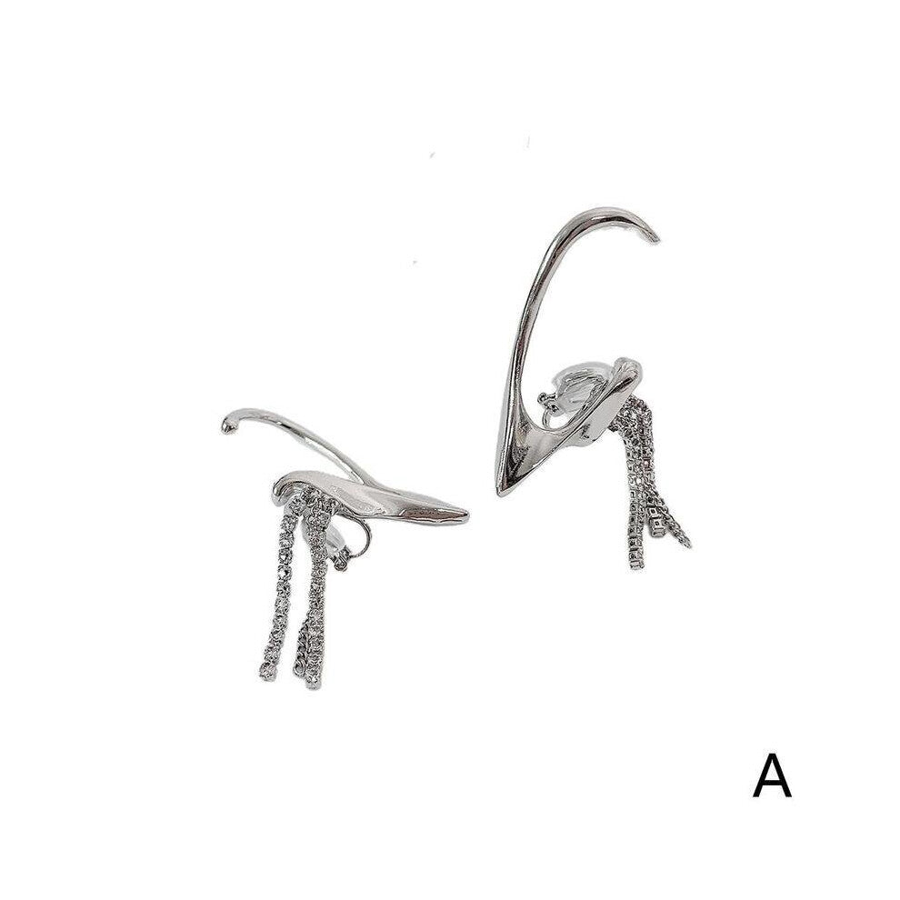 Punk Fairy Clip Earrings For Women Goth Irregular Metal Elf Ear Cuffs Unusual Statement No Piercing Earrings