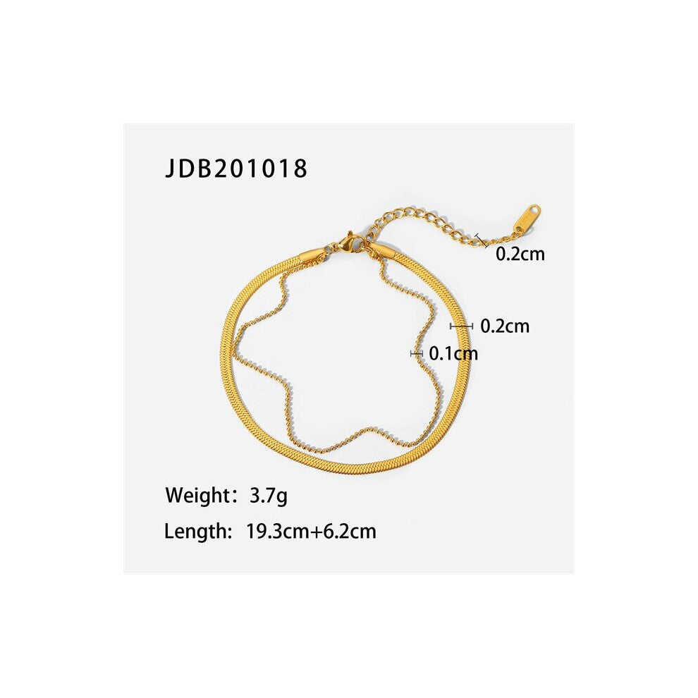 Youthway Layered Anklet for Women Stainless Steel Flat Snake Chain 18 K Summer Jewelry Beach Anklets