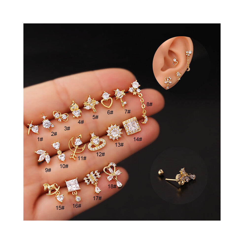 (Blue) 1Piece Stainless Steel Earrings for Women Jewelry Ear Cuffs Piercing Earrings for Teens Moon Heart Dangle Earrings