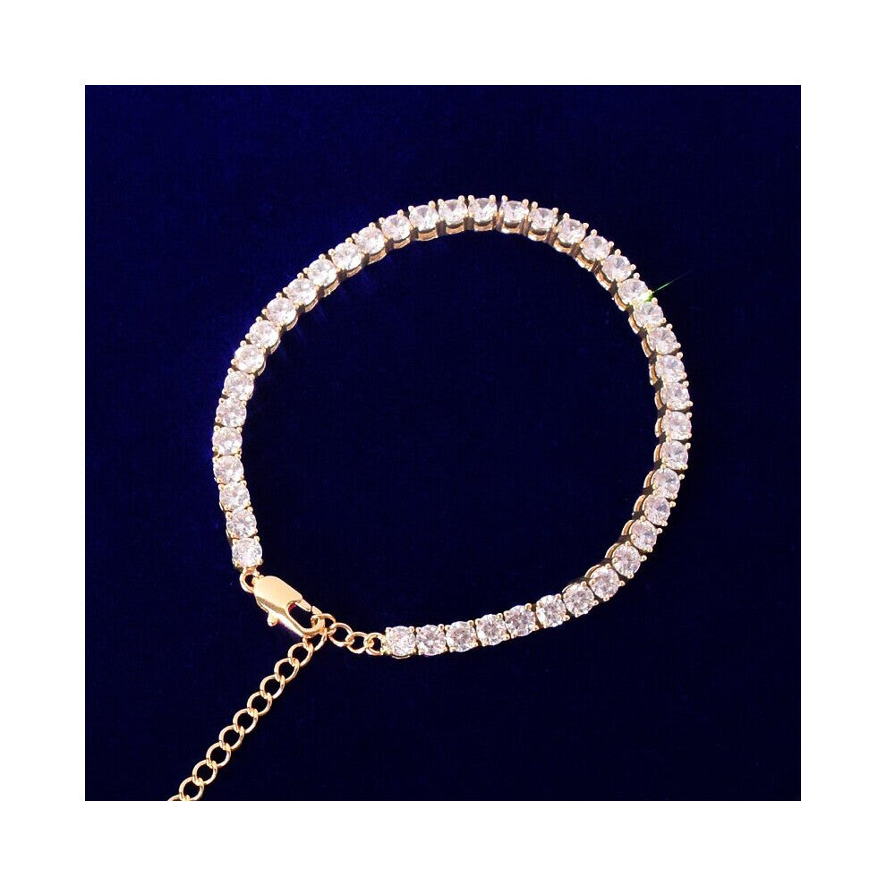 Bubble Letter Tennis Chain Anklets for Women Hip Hop Jewelry Adjustable Christmas Gift