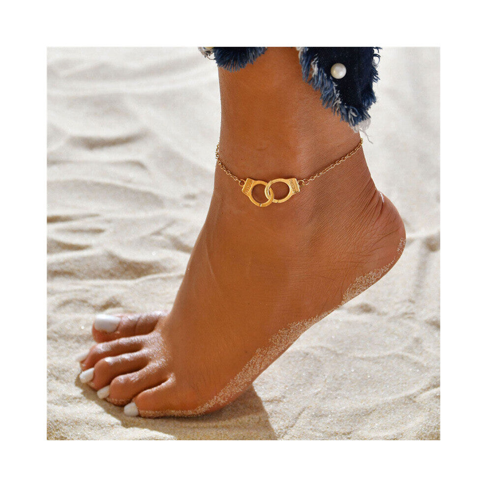 KOTik Love Handcuffs Beach Anklets For Women Foot Jewelry Freedom Letters Leg Bracelet Gift For Woman