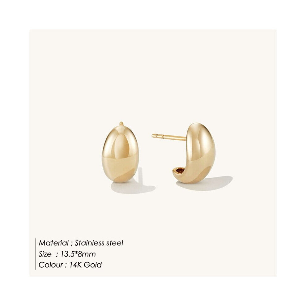 eManco Steel Women Chunky Hoops Earrings Gift Jewelry Stainless Wives Round Smooth Thick Hoop