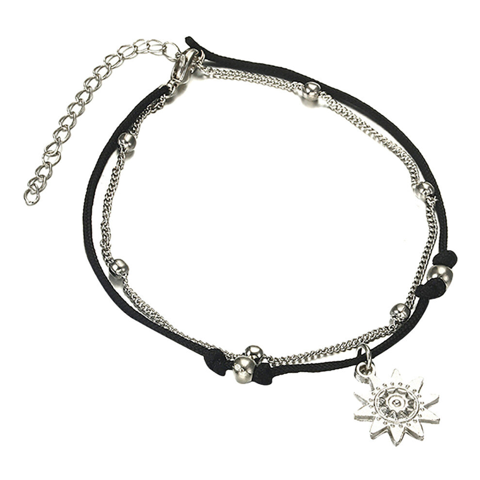 Boho Style Sun Anklet Multilayer Foot Chain Handcuffs Ankle Bracelet For Women Beach Accessories Gift 5G