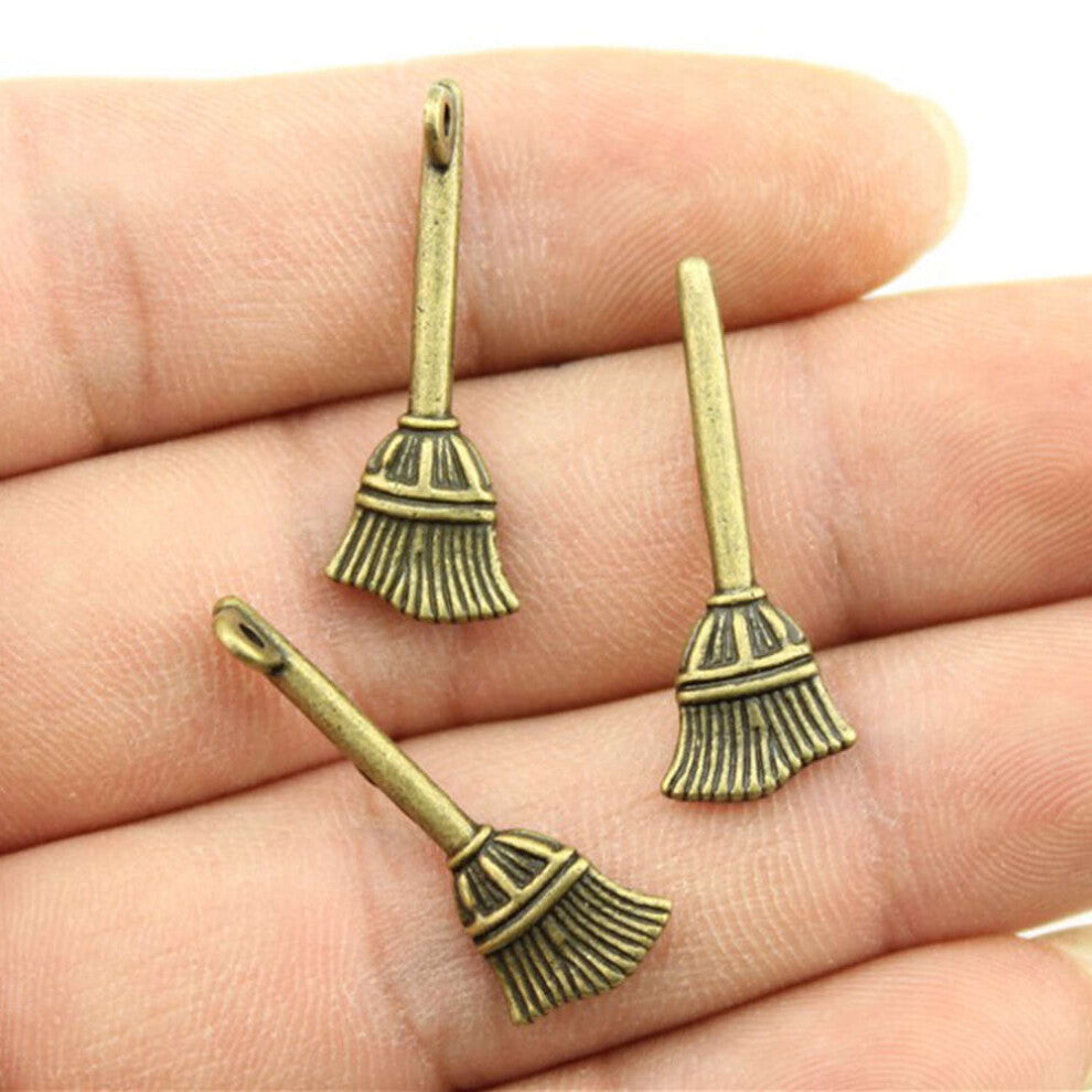 20pcs 27x10mm Pendant Broom Wizard'S Broom Charm Pendants For Jewelry Making Magician'S Broom Pendants