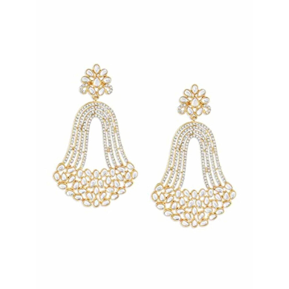 Zaveri Pearls Antique Tone Austrian Diamonds & Kundan Indi-Western Dangle Earring-ZPFK10152