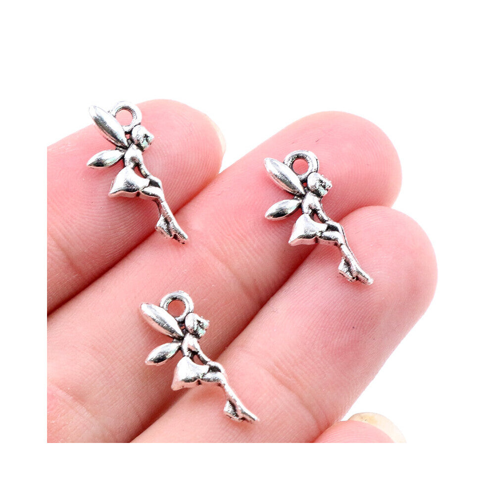 19x8mm 40pcs Antique Silver Plated Bronze Angel Girl With Wings Charms Pendant:DIY for bracelet necklace