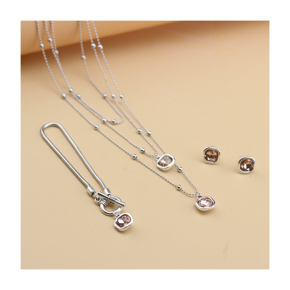 Anslow Bijoux Femme Woman Crystal Jewelry Accessories Set Necklace&Earring&Bracelet Valentine Funny Gift