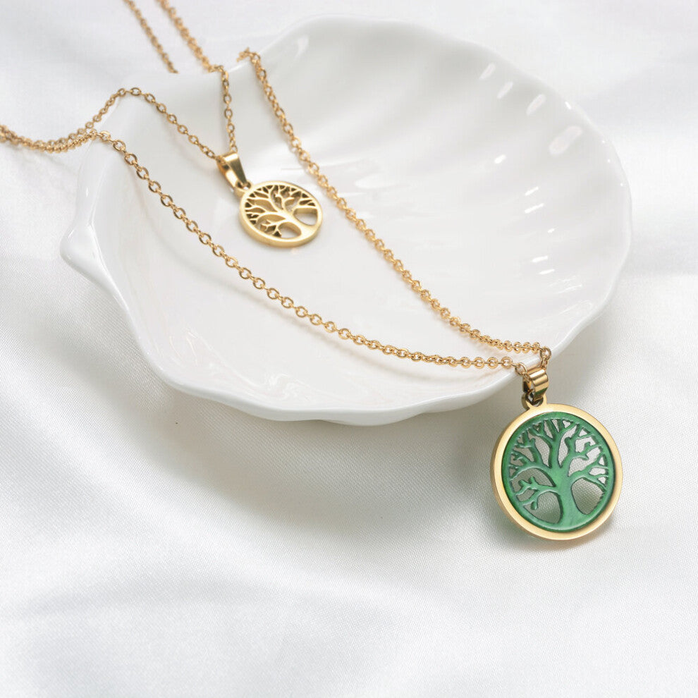 Kpop Tree of Life Necklace-Bracelet Bangle-Earrings for Women Teen Grils, Stainless Steel Jewelry Gift, Grunge Accessories