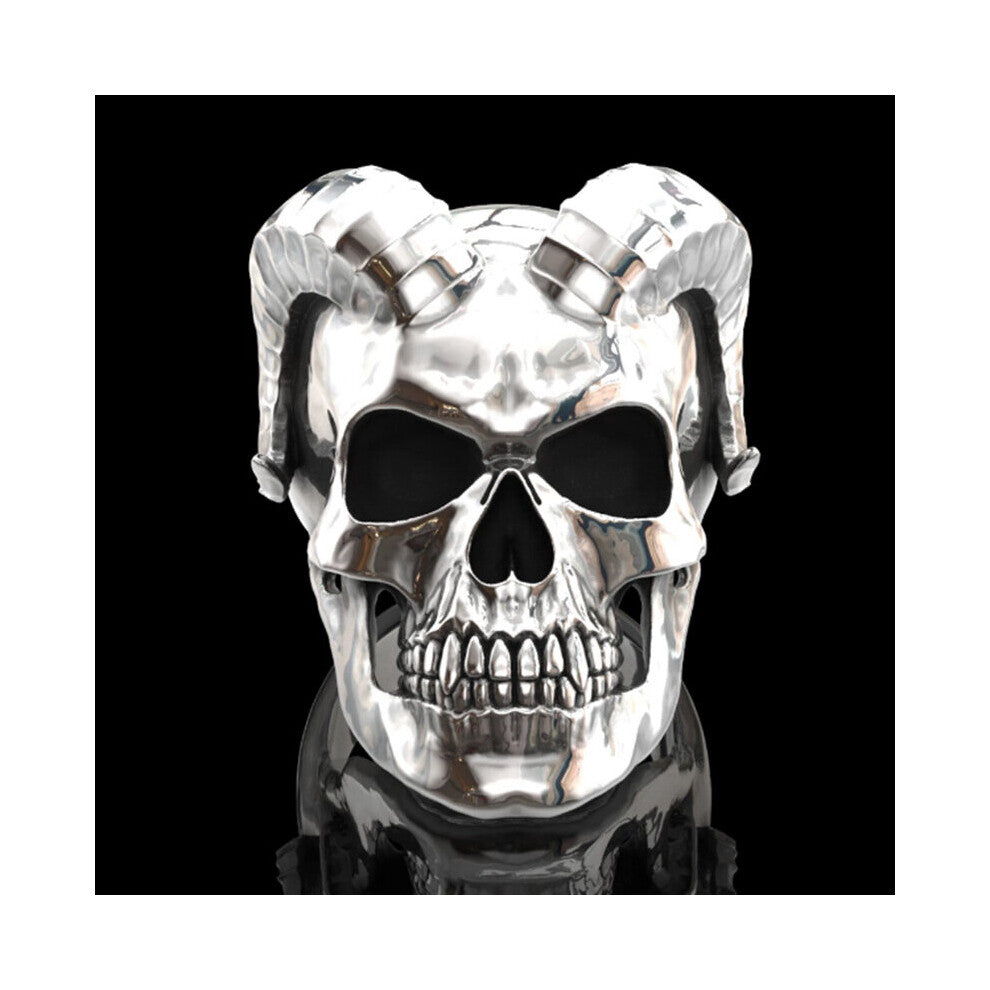 (Light Yellow Gold Color, 9) Boho Vintage Gothic Skull Biker Ring Statement Motorcycle Band Men Dark Punk Rock Finger Rings for Men Jewelry Gift