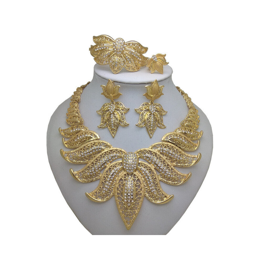 Kingdom Ma Necklace-Earring-Ring-Bracelet Jewelry Sets Women Gift African Bridal Wedding african beads jewelry sets