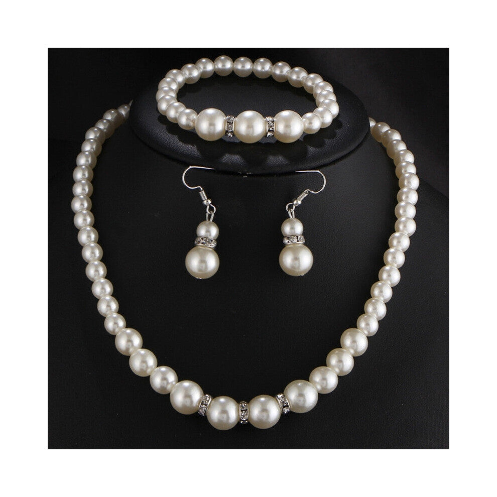 N308 Wedding Engagement Women Simulated Pearls Jewelry Set Necklace - Earrings - Bracelets Jewelry For Lady Party Gift