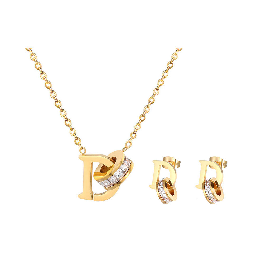 Classic Stainless Steel Necklace for women Jewelry Necklace Women Necklace+Earrings T006