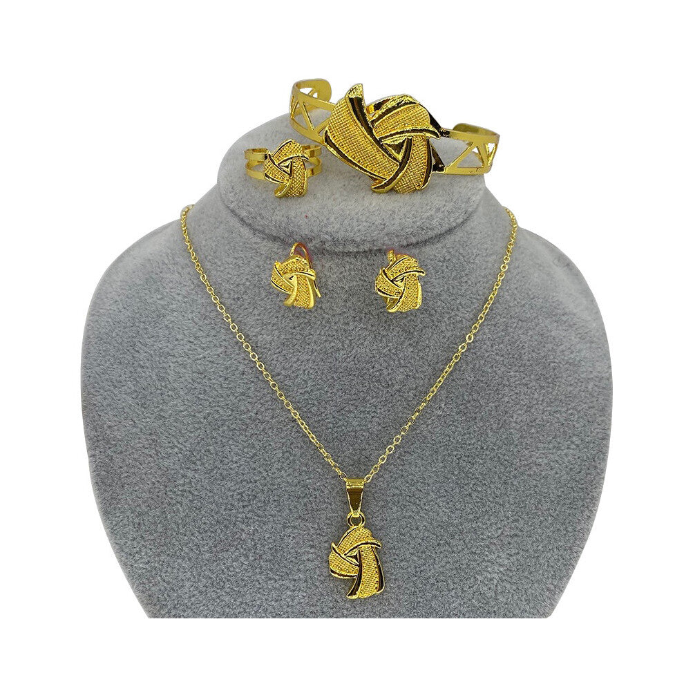 Ethiopian Kids Dubai Jewelry Set for Baby Flower Necklace-Pendant-Earring Africa Europe Child Birthday Gift