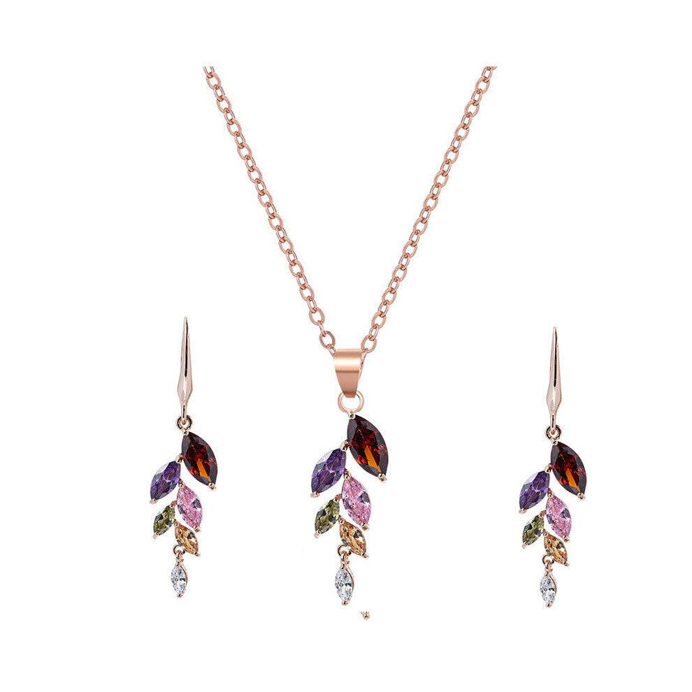 Manxiuni Swing Jewelry Sets Women's Silver Cubic Zircon Earrings Necklace Jewelry Sets Women Set