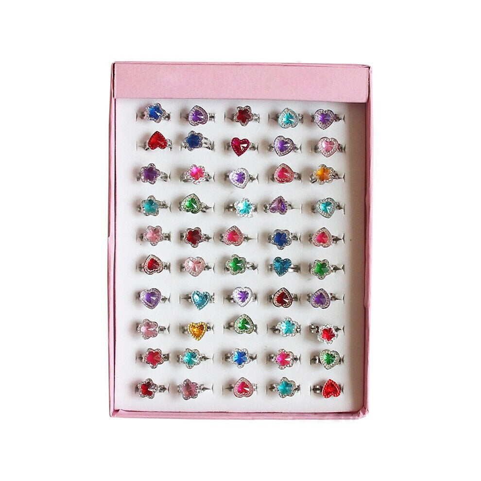 10Pcs-lot Children Toys Rings Dress Up Pretend Play Jewelry Creative Princess Box Decor Toys Rings for Girls Finger Rings
