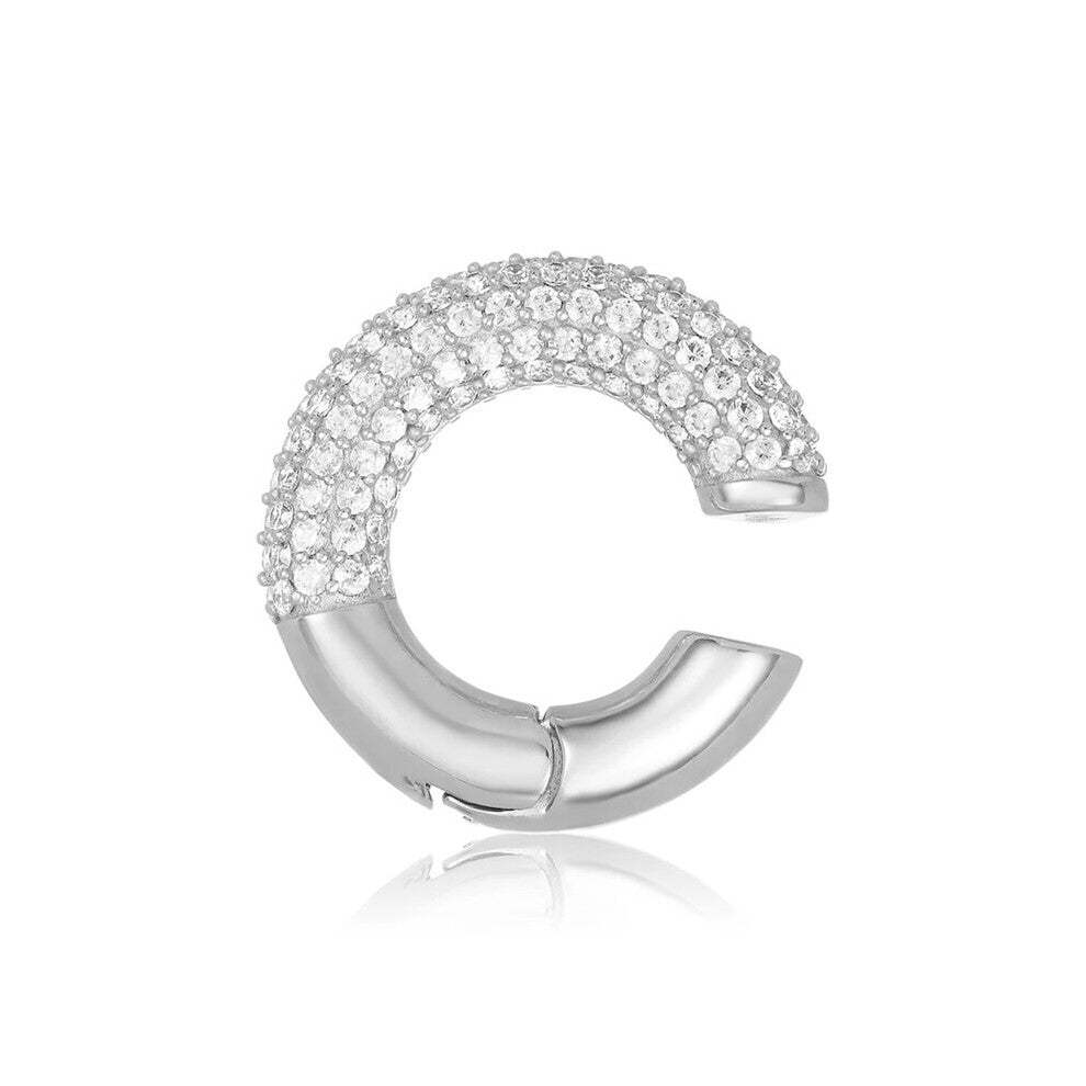 1PC Glod Full Zircon Pave Ear Cuffs No Piercing C Shape Chunky Thick Clip Earrings Colored Crystal Jewelry