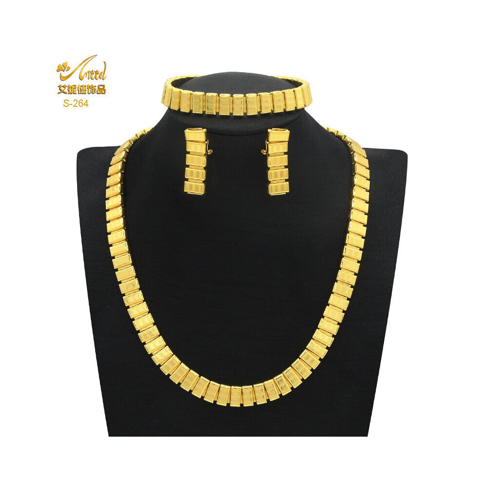 Nigerian Wedding Jewelry Set For Women Dubai African Chokers Necklace Earrings Bracelet Sets Gift
