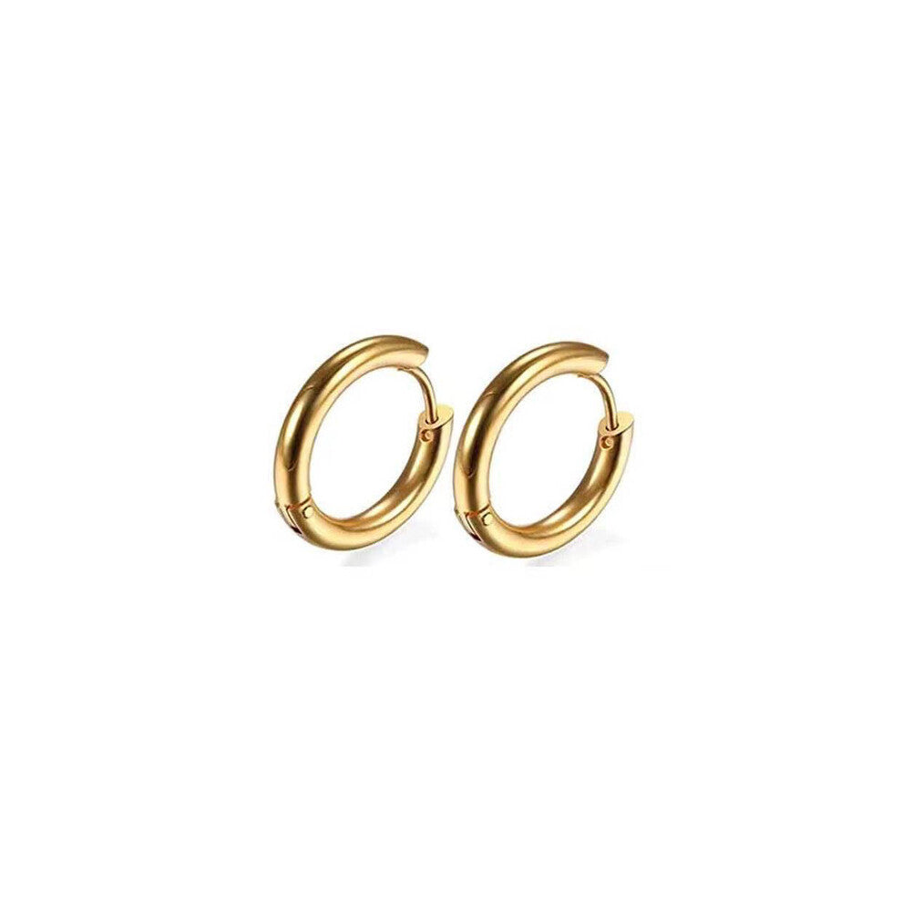 (Black) 1 pair Small Hoops Earring Ear Piercing Cartilage Tragus Women-Man Circle Anti-allergic Ear ring 8-10-12-14-16-18-20mm