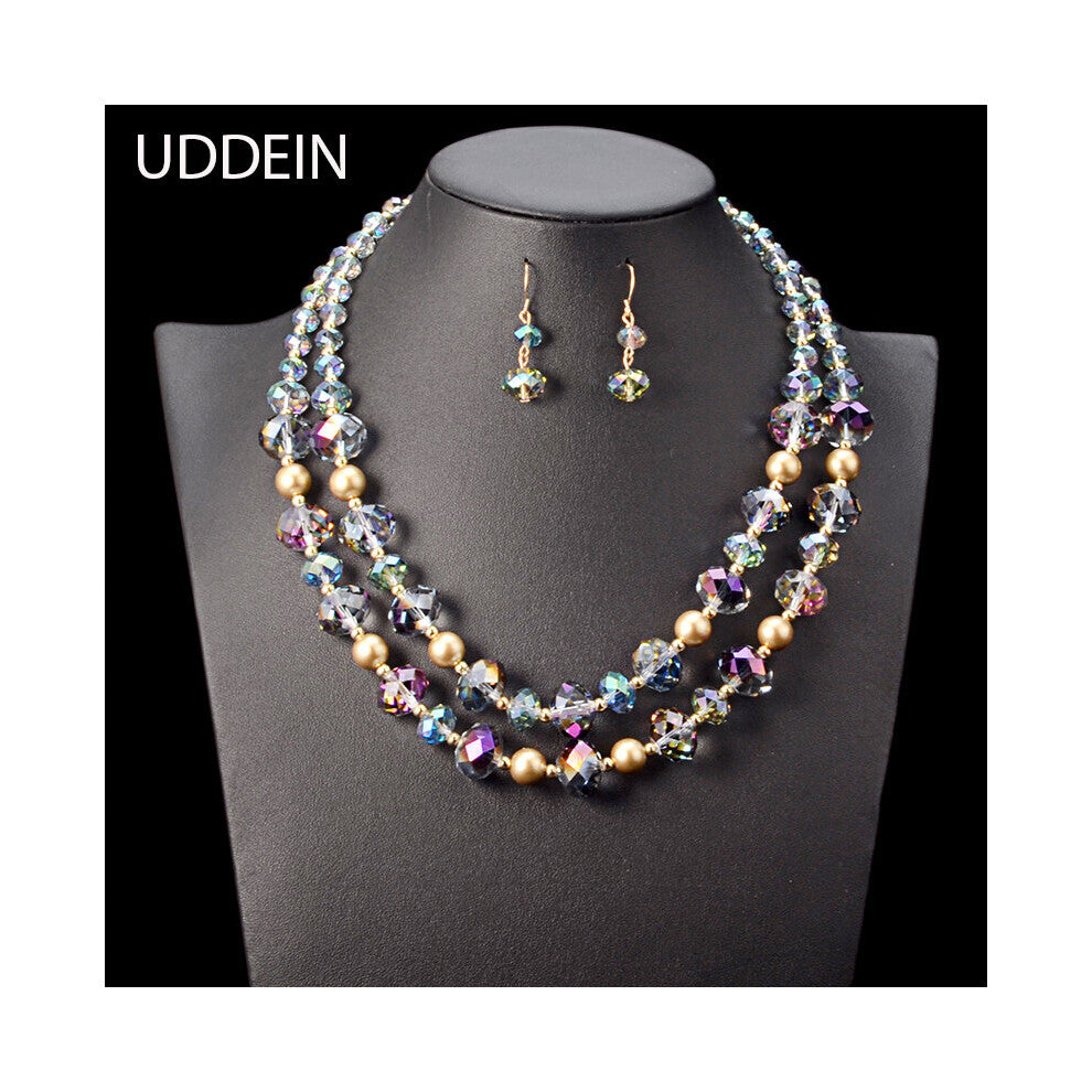 African beads jewelry set Layer Crystal Necklace & Pendant Vintage Statement Chokers Nigerian Wedding Indian Jewelry Sets