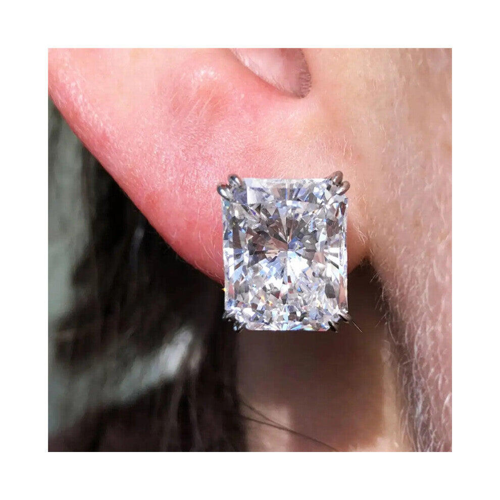 Rectangular Cubic Zirconia Stud Earrings for Women Temperament Accessories Wedding Engagement Jewelry