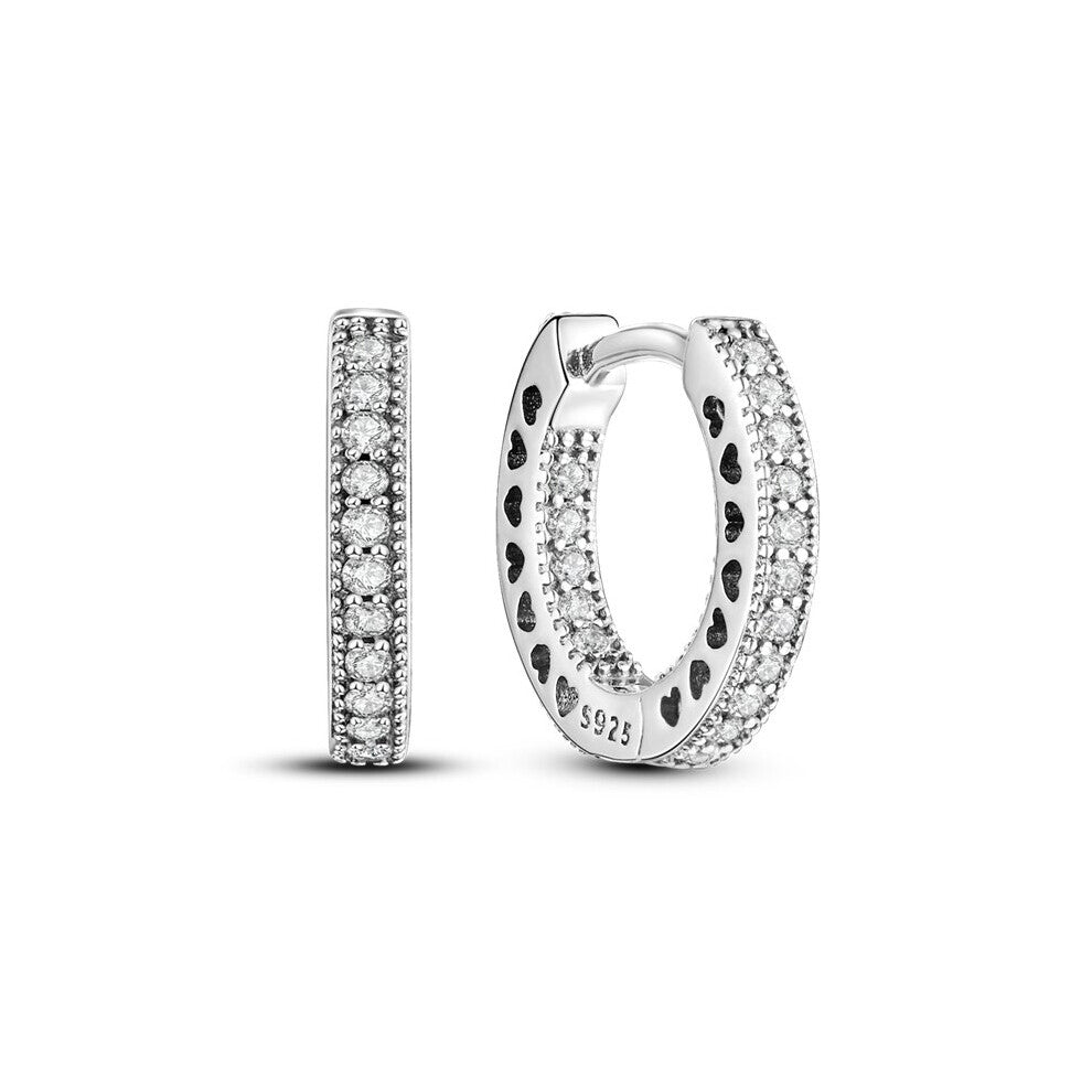 Silver Earring 925 Sterling Silver Pave Heart Earrings for Women Jewelry Wedding Engagement Birthday Party Gift