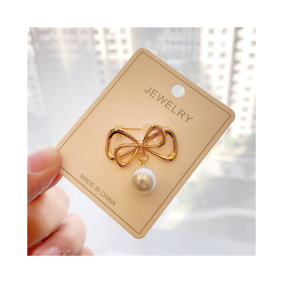 Glossy Alloy Brooch For Women Suit Accessories Leaf Pearl Beads Pendant Party Brooch Gift,1PC