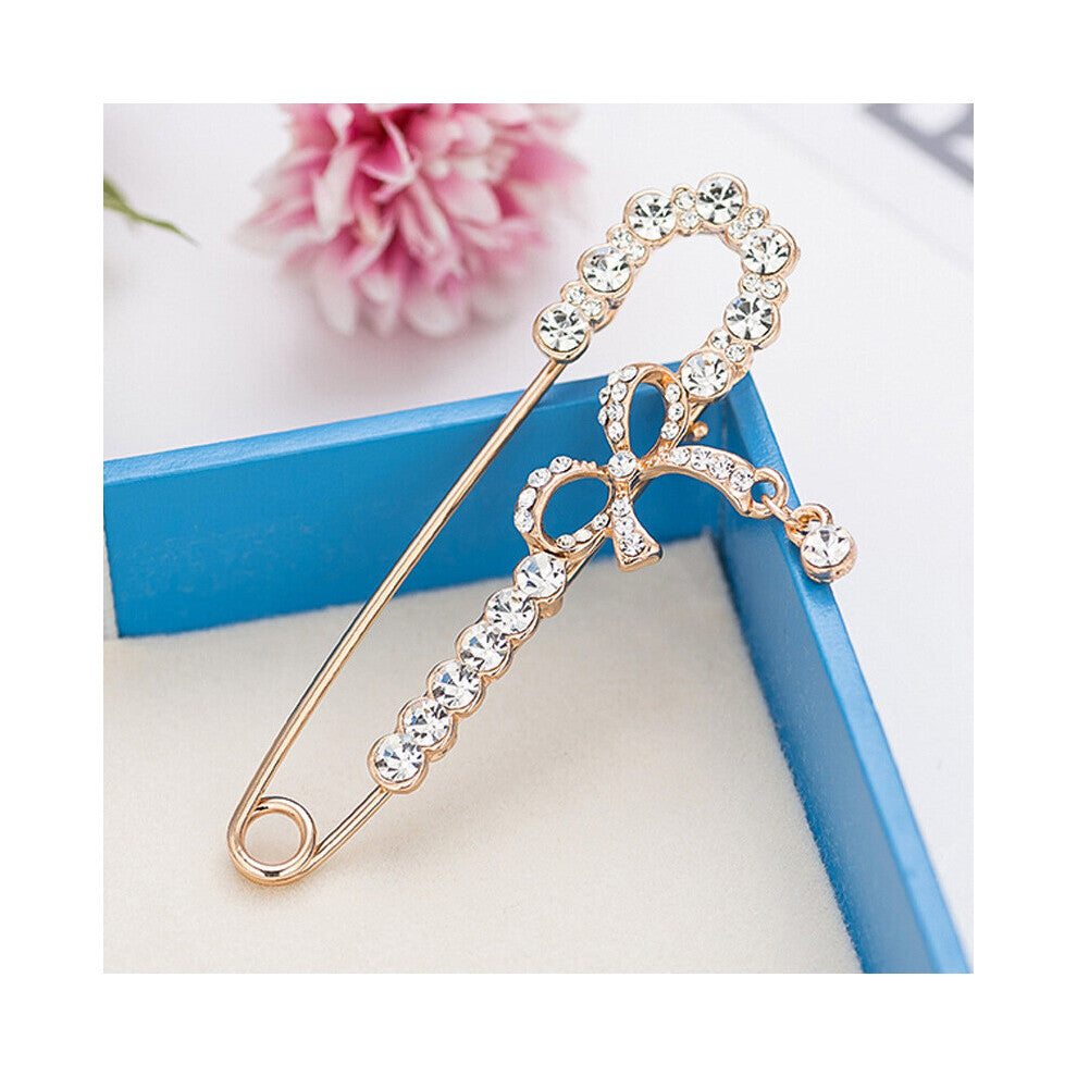 Flower Pendant Pins Crystal Rhinestone Brooch for Women Cardigan Scarf Buckle Clips Hat Clothes Lapel Pin Accessories