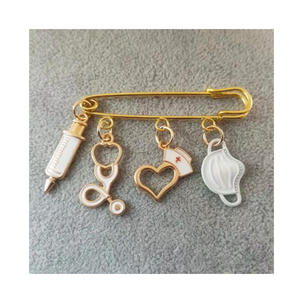 (White) brooch doctor medical tool stethoscope syringe face mask nurse medical brooch souvenir