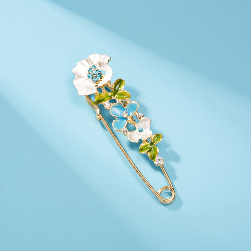 Vintage Colorful Rhinestone Flower Brooches For Women Plant Brooch Enamel Lapel Pin Cardigan Dress Shirt Accessories
